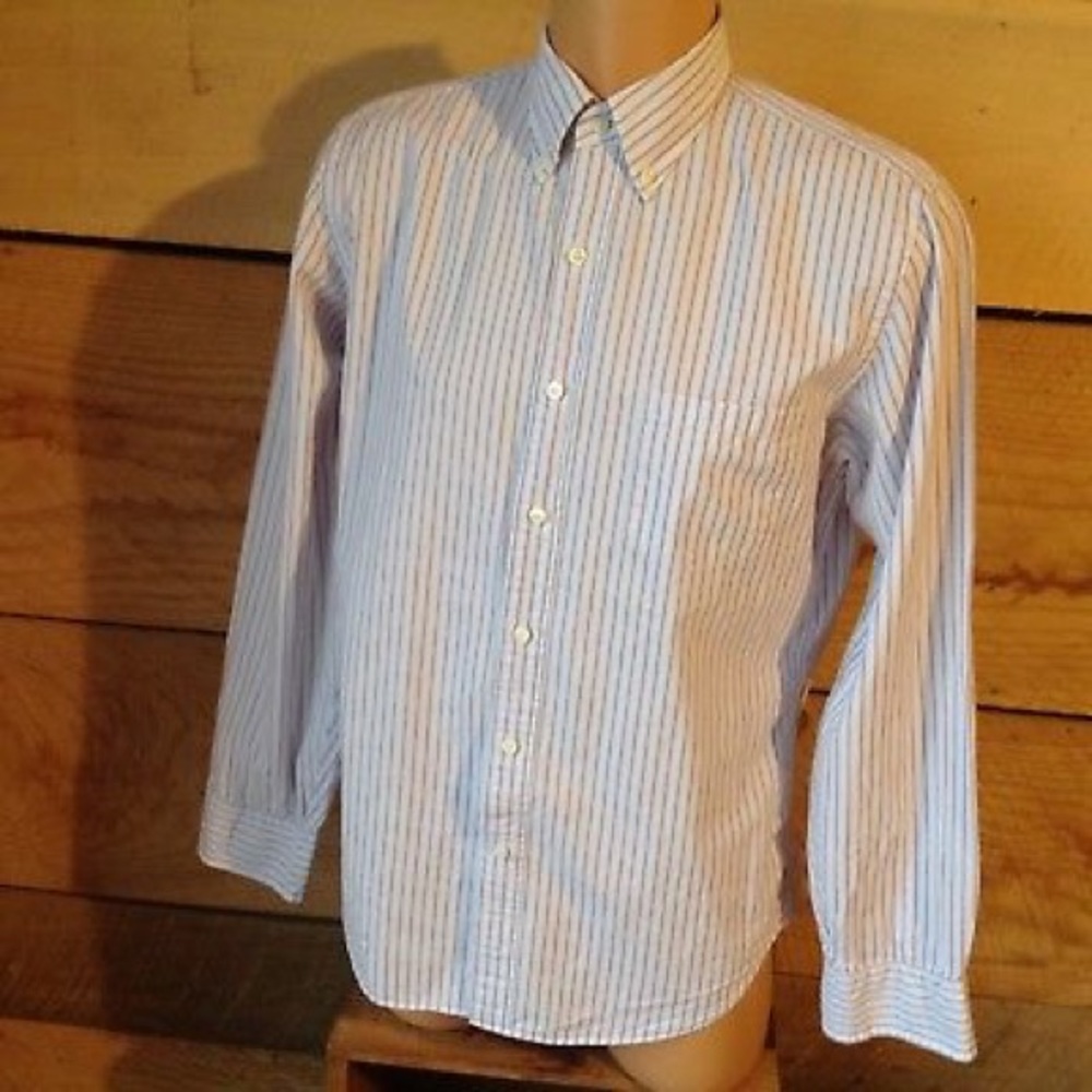 J. Crew Tailored Shirt Men M Blue Red Pin Stripe